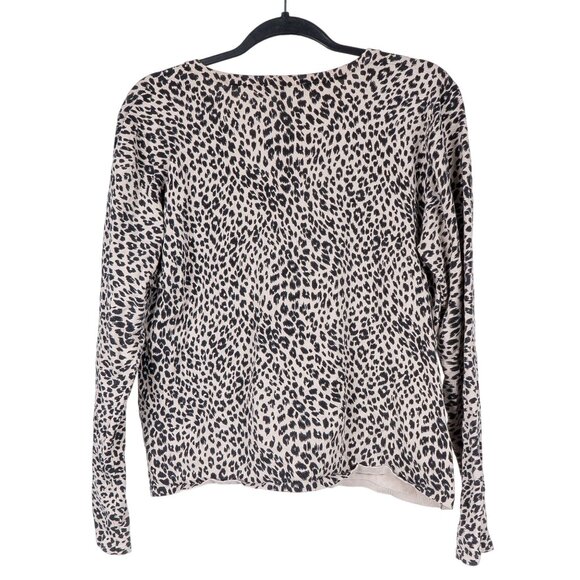 Anna Gray Cardigan L Womens Leopard Print VTG VNeck Silk Blend - Picture 2 of 5